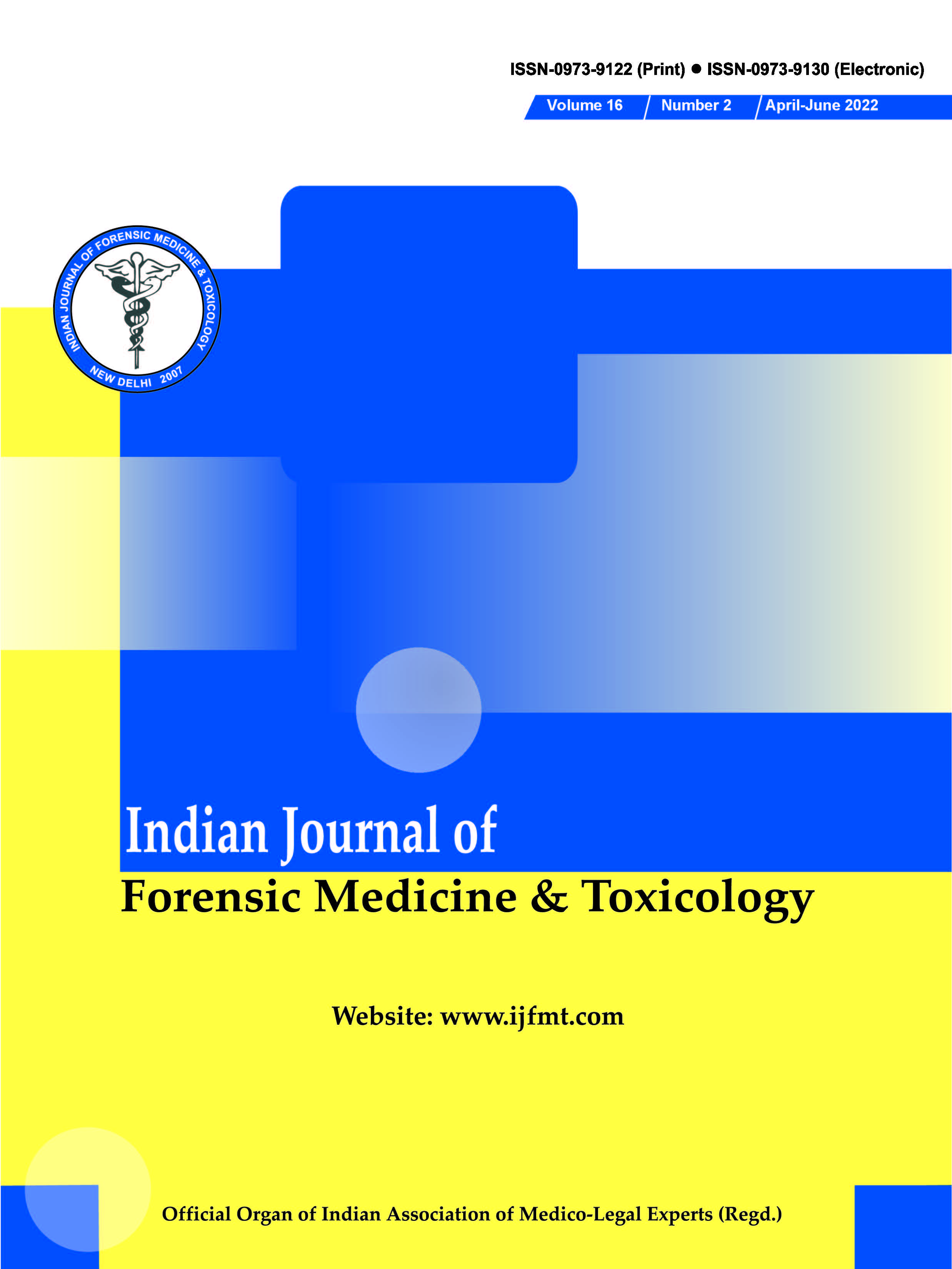 					View Vol. 16 No. 2 (2022): Indian Journal of Forensic Medicine & Toxicology
				